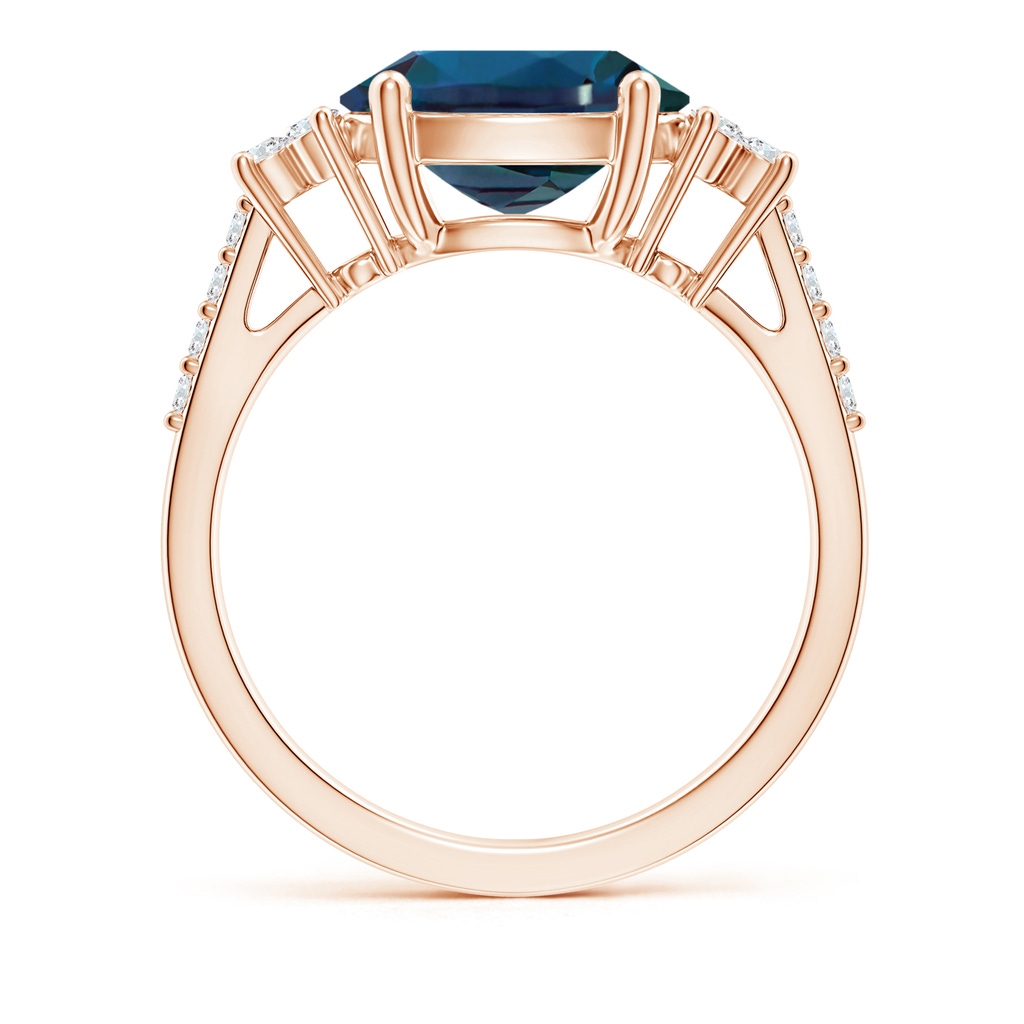 10x8mm Labgrown Horizontally Set Oval Lab-Grown Alexandrite Solitaire Ring with Trio Diamond Accents in Rose Gold - side 199