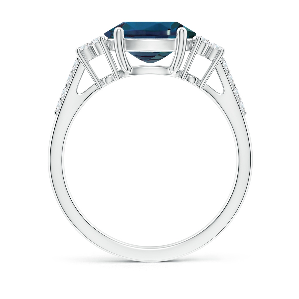 9x7mm Labgrown Horizontally Set Oval Lab-Grown Alexandrite Solitaire Ring with Trio Diamond Accents in White Gold - side 199