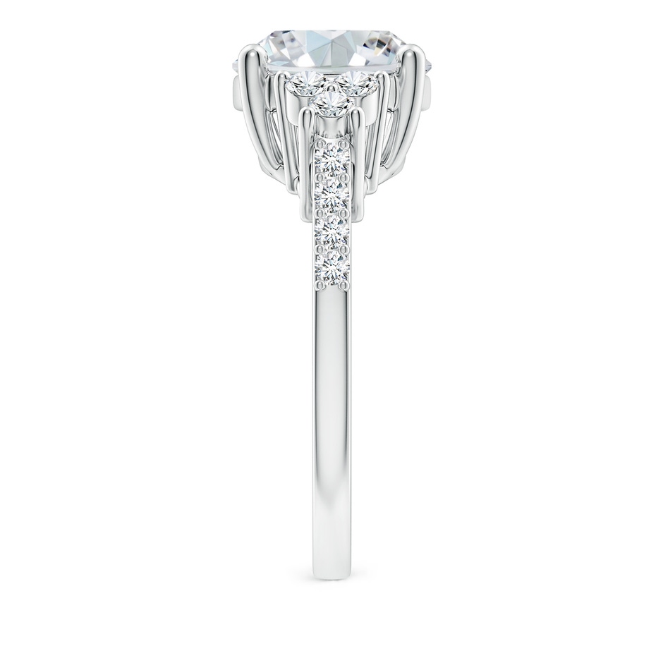 11.5x9mm FGVS Lab-Grown Horizontally Set Oval Diamond Solitaire Ring with Trio Diamond Accents in White Gold side 299