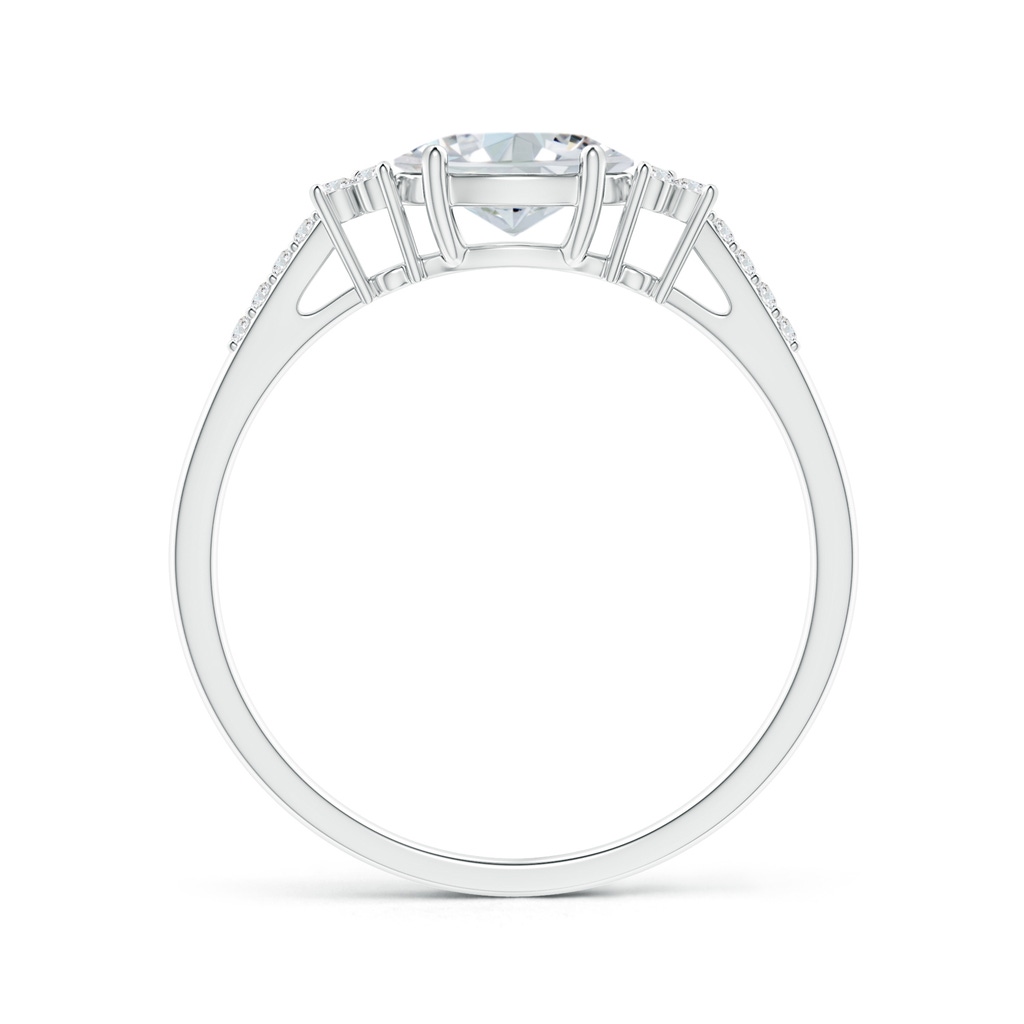 7x5mm FGVS Lab-Grown Horizontally Set Oval Diamond Solitaire Ring with Trio Diamond Accents in White Gold - side 199
