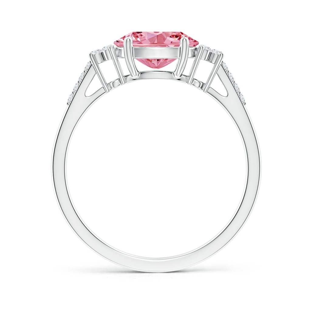 8x6mm Labgrown Horizontally Set Oval Lab-Grown Fancy Intense Pink Diamond Ring in White Gold - side 199