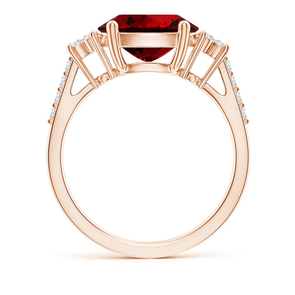 10x8mm Labgrown Lab-Grown Horizontally Set Oval Ruby Solitaire Ring with Trio Diamond Accents in Rose Gold side 199