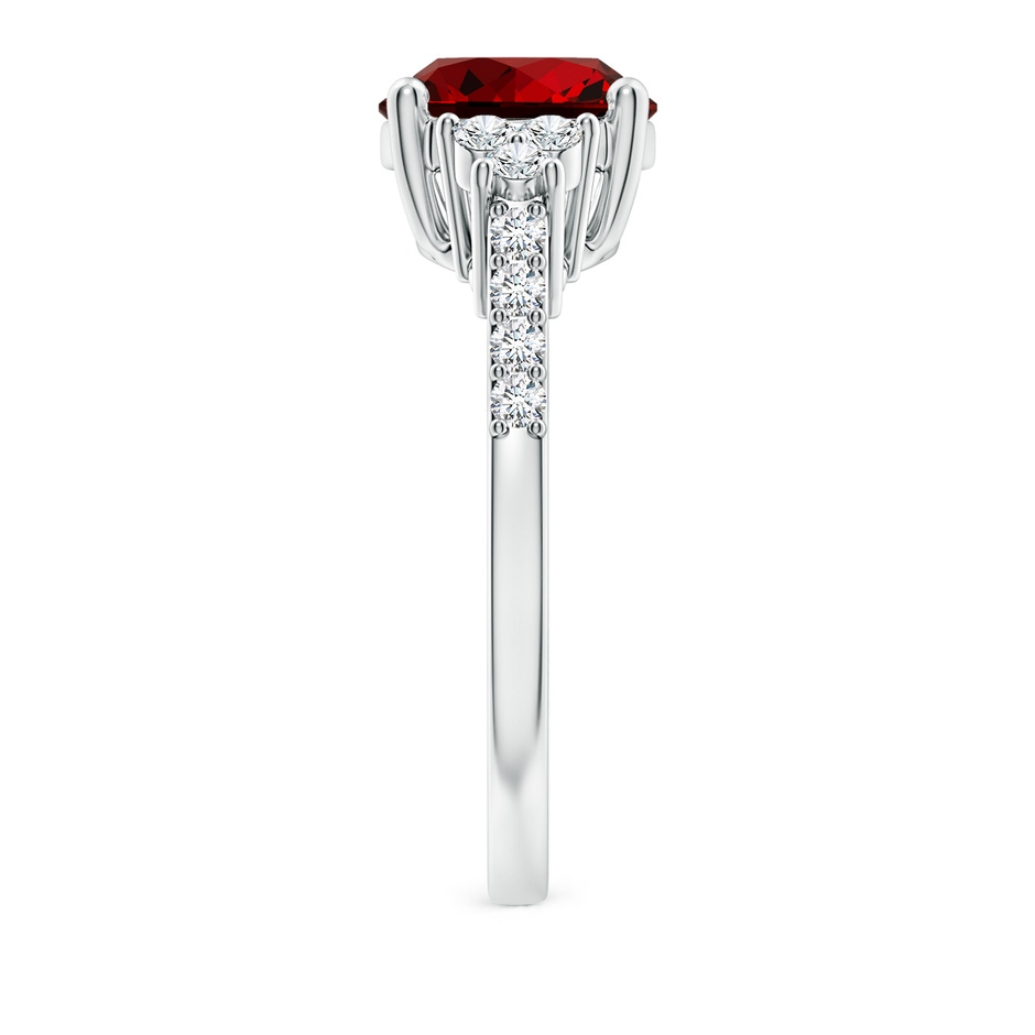 10x8mm Labgrown Lab-Grown Horizontally Set Oval Ruby Solitaire Ring with Trio Diamond Accents in White Gold side 299