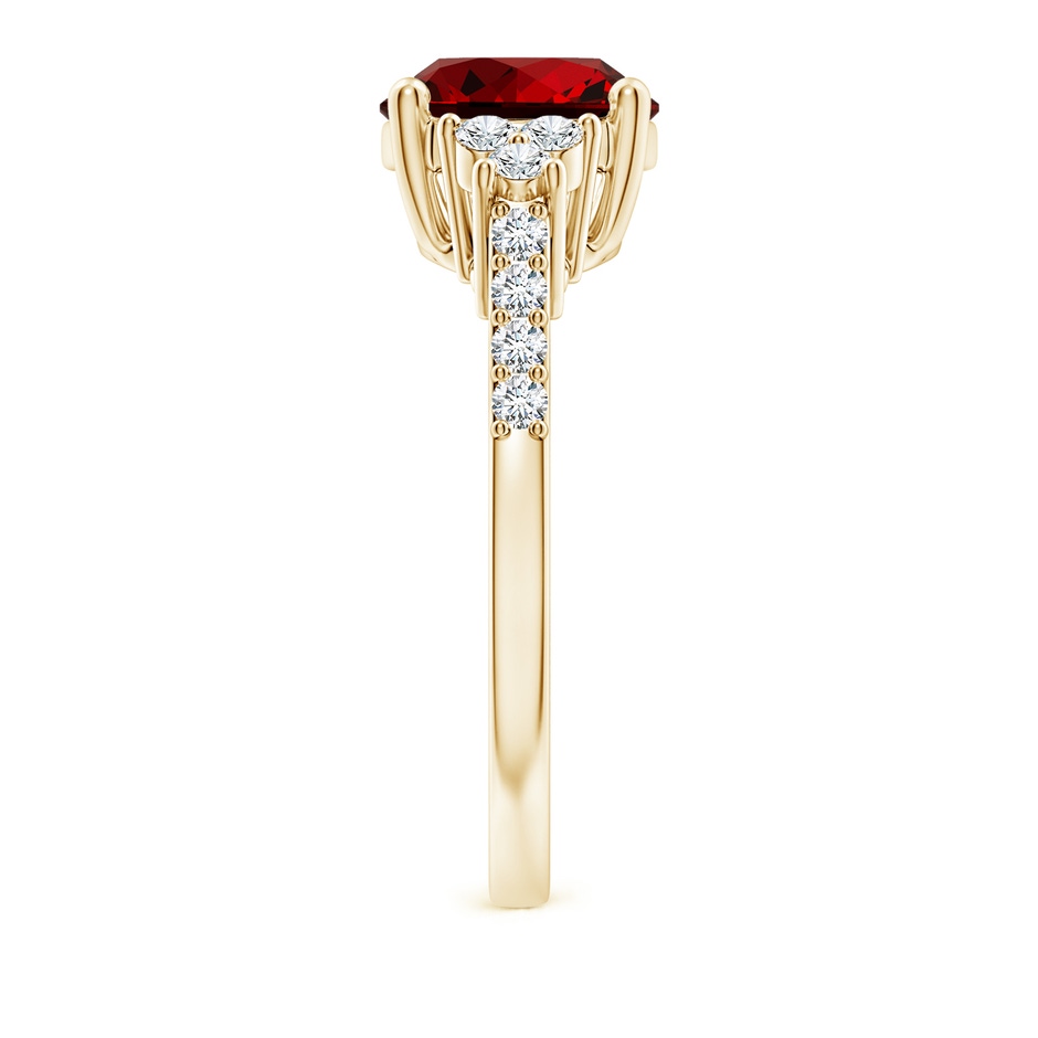 10x8mm Labgrown Lab-Grown Horizontally Set Oval Ruby Solitaire Ring with Trio Diamond Accents in Yellow Gold side 299