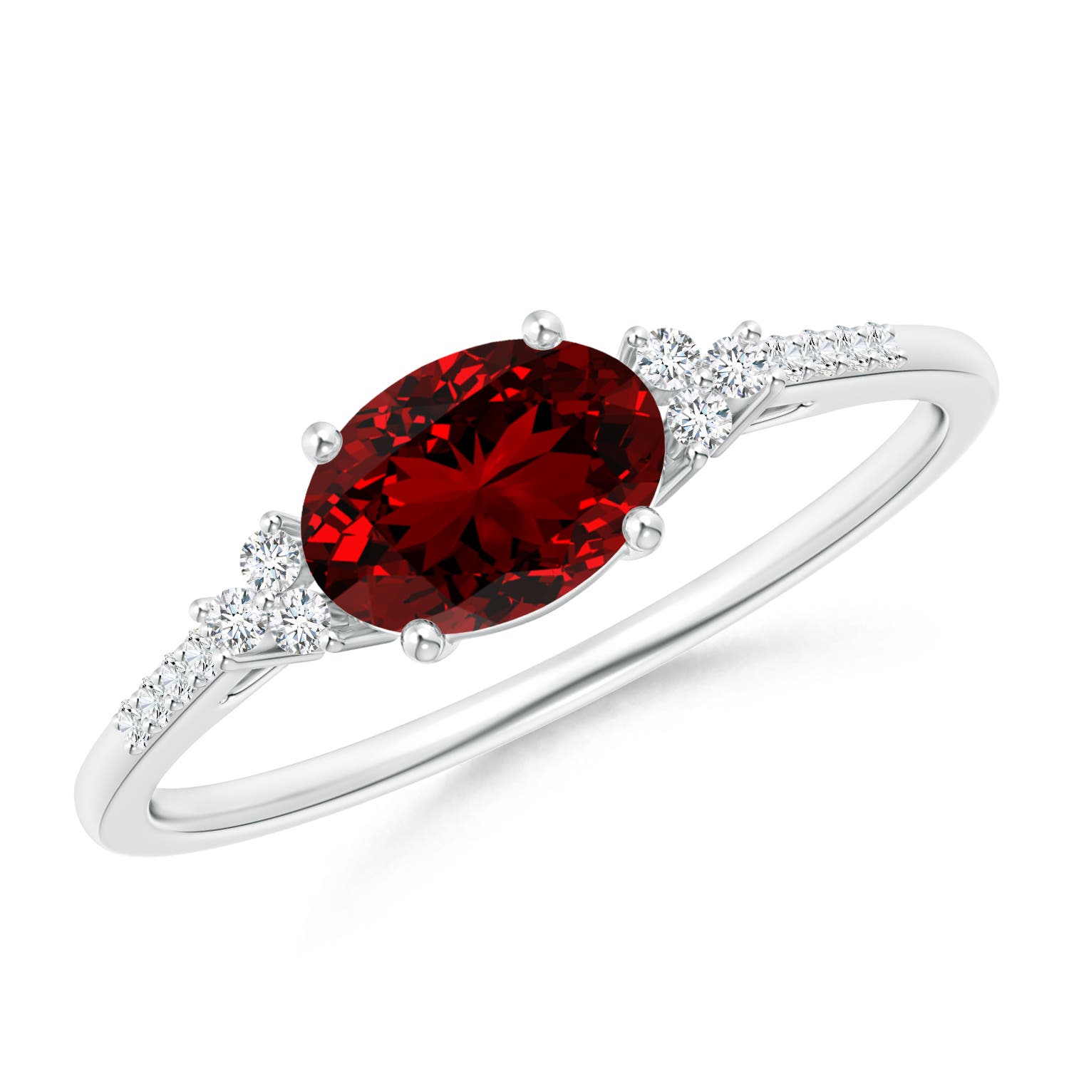 Premium - Lab-Grown Ruby / 1.09 CT / 14 KT White Gold