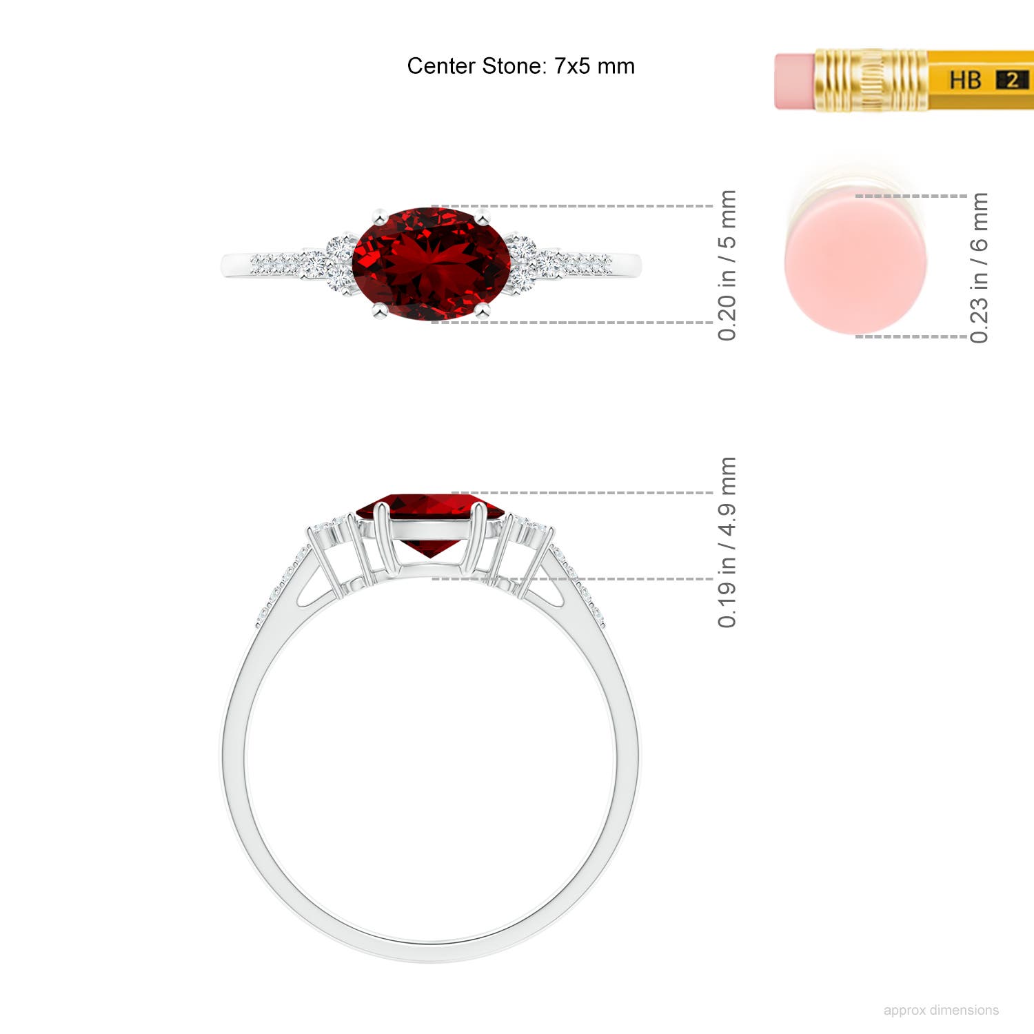 Premium - Lab-Grown Ruby / 1.09 CT / 14 KT White Gold