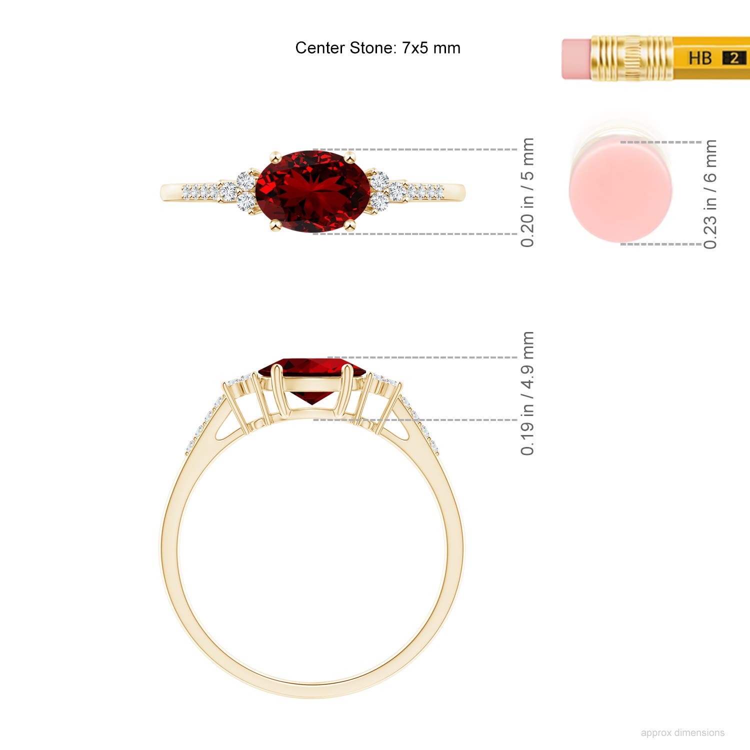 Premium - Lab-Grown Ruby / 1.09 CT / 14 KT Yellow Gold