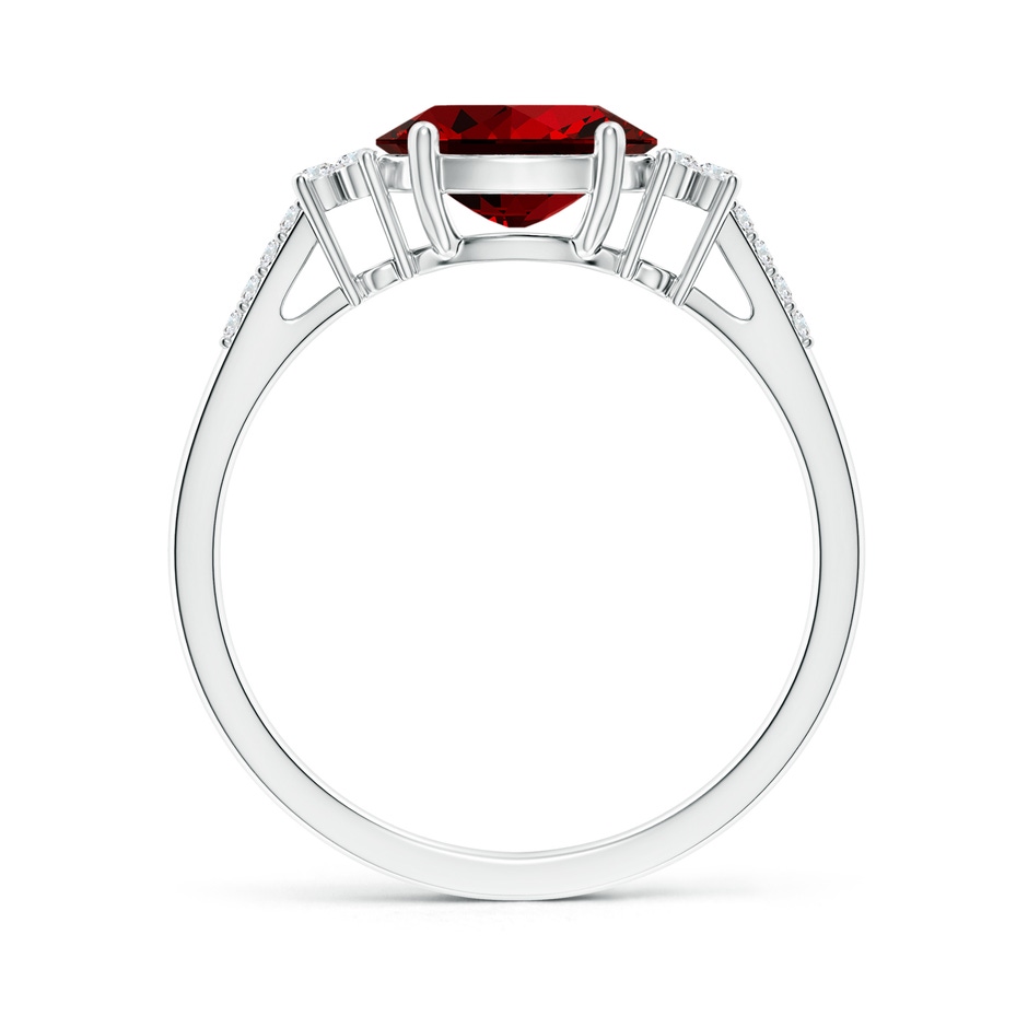 8x6mm Labgrown Lab-Grown Horizontally Set Oval Ruby Solitaire Ring with Trio Diamond Accents in P950 Platinum side 199