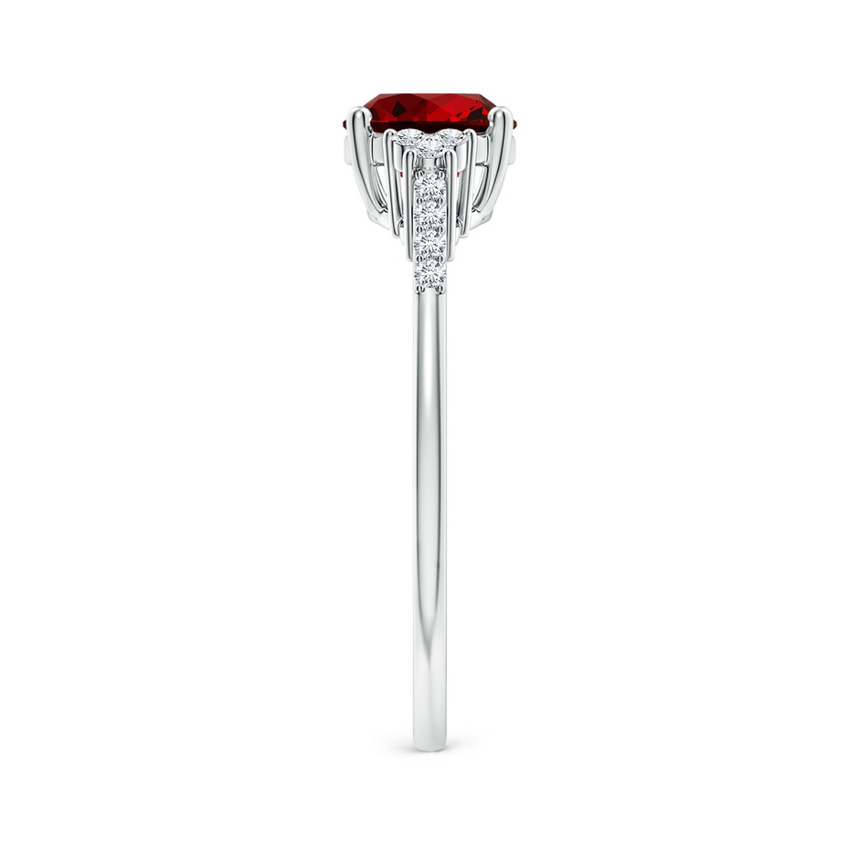 8x6mm Labgrown Lab-Grown Horizontally Set Oval Ruby Solitaire Ring with Trio Diamond Accents in P950 Platinum side 299