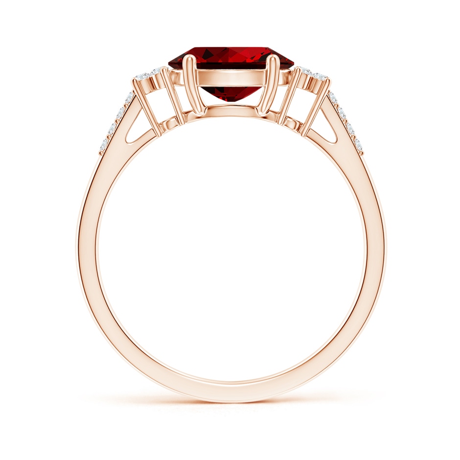 8x6mm Labgrown Lab-Grown Horizontally Set Oval Ruby Solitaire Ring with Trio Diamond Accents in Rose Gold side 199