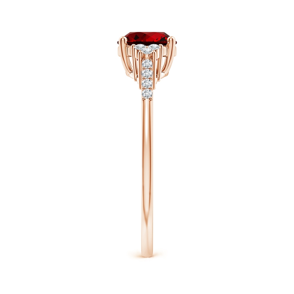 8x6mm Labgrown Lab-Grown Horizontally Set Oval Ruby Solitaire Ring with Trio Diamond Accents in Rose Gold side 299