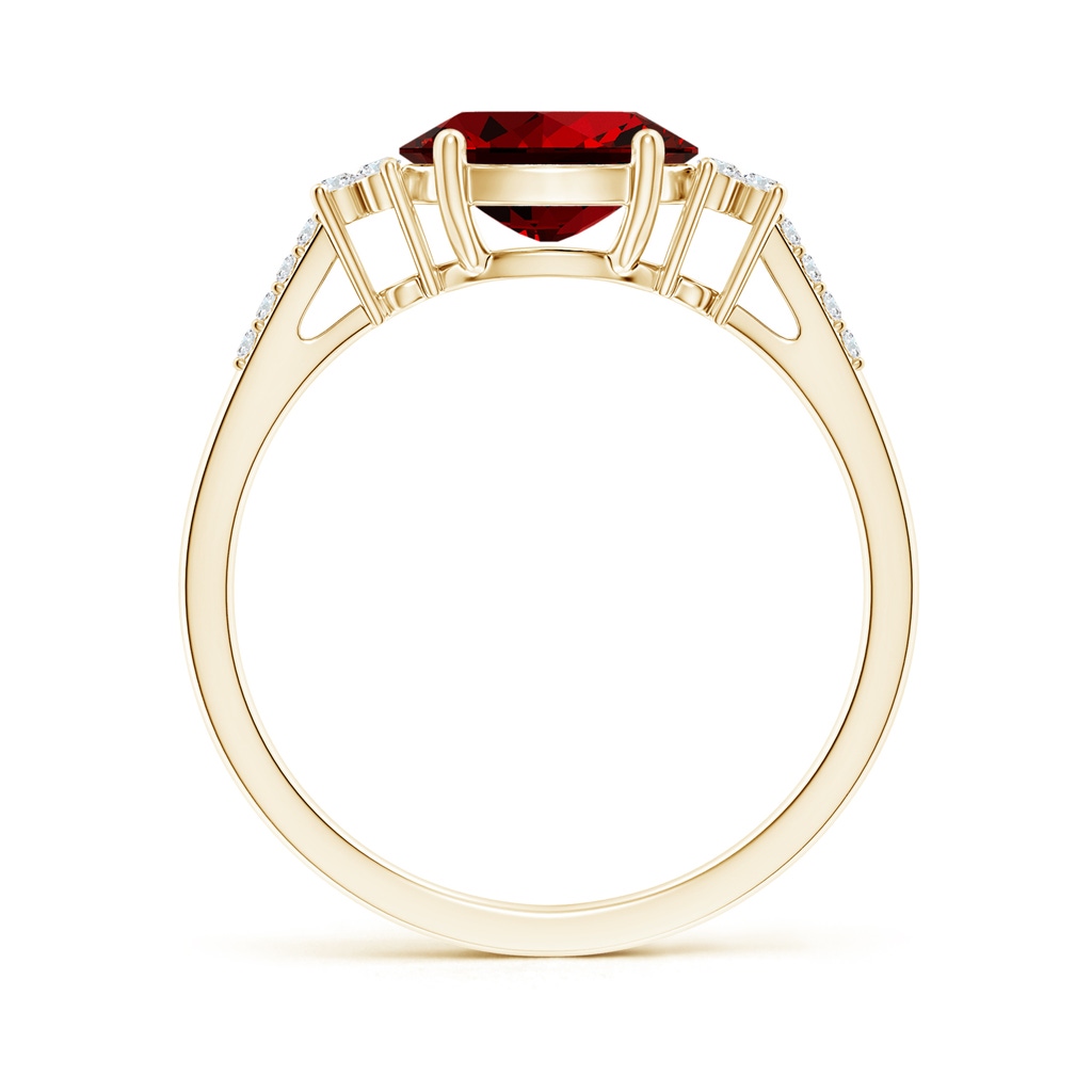 8x6mm Labgrown Lab-Grown Horizontally Set Oval Ruby Solitaire Ring with Trio Diamond Accents in Yellow Gold Side 199