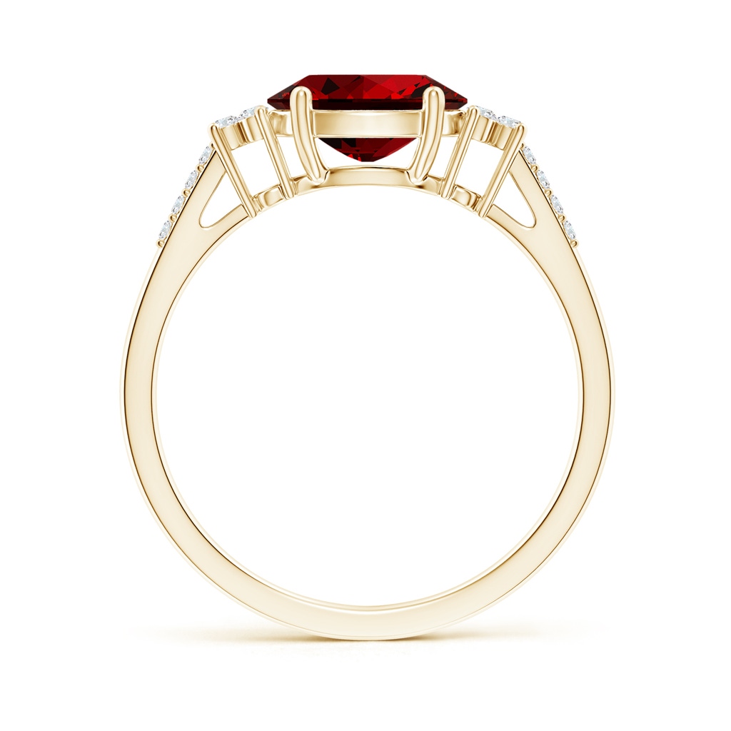 8x6mm Labgrown Lab-Grown Horizontally Set Oval Ruby Solitaire Ring with Trio Diamond Accents in Yellow Gold - side 199