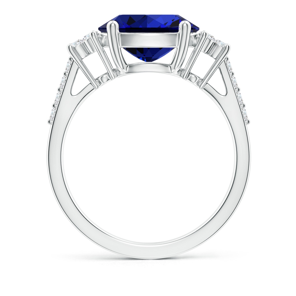 10x8mm Labgrown Lab-Grown Horizontally Set Oval Sapphire Solitaire Ring with Trio Diamond Accents in P950 Platinum Side 199