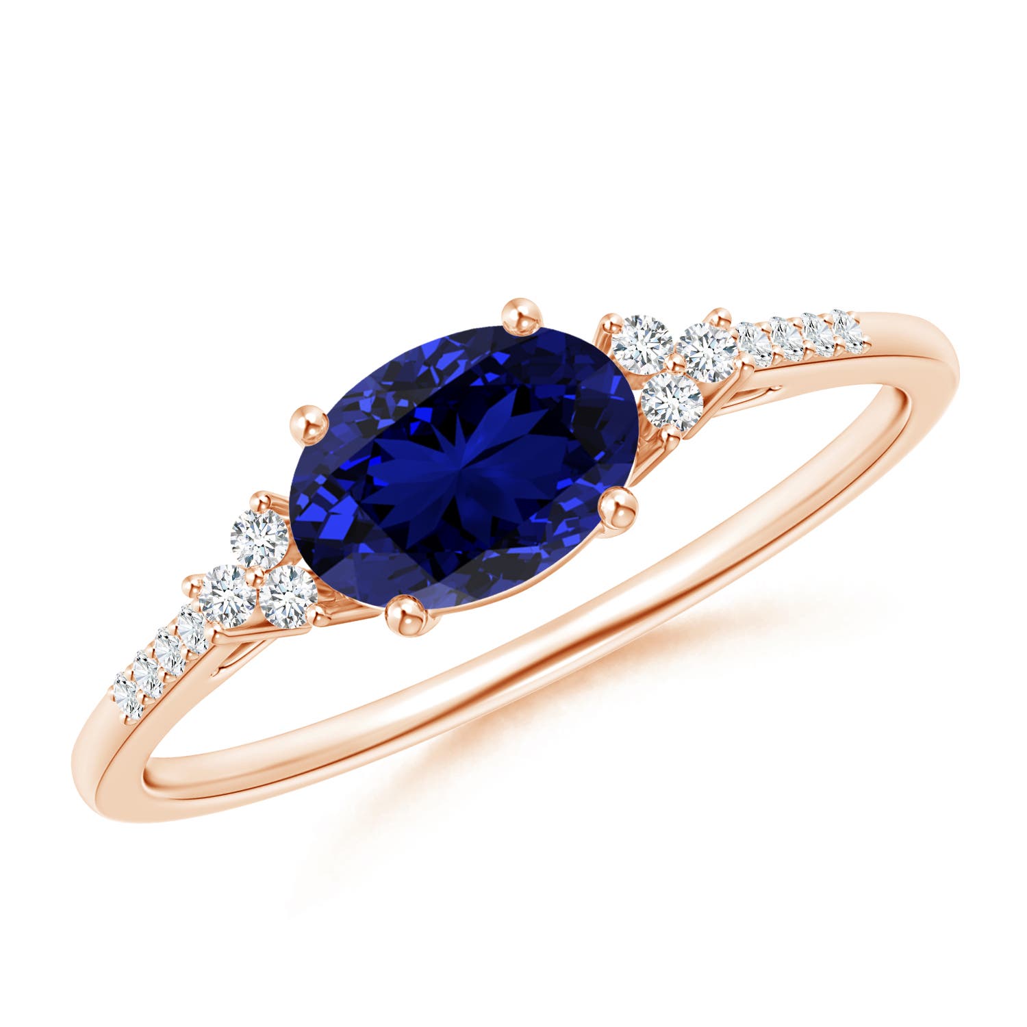 Premium - Lab-Grown Blue Sapphire / 0.94 CT / 14 KT Rose Gold