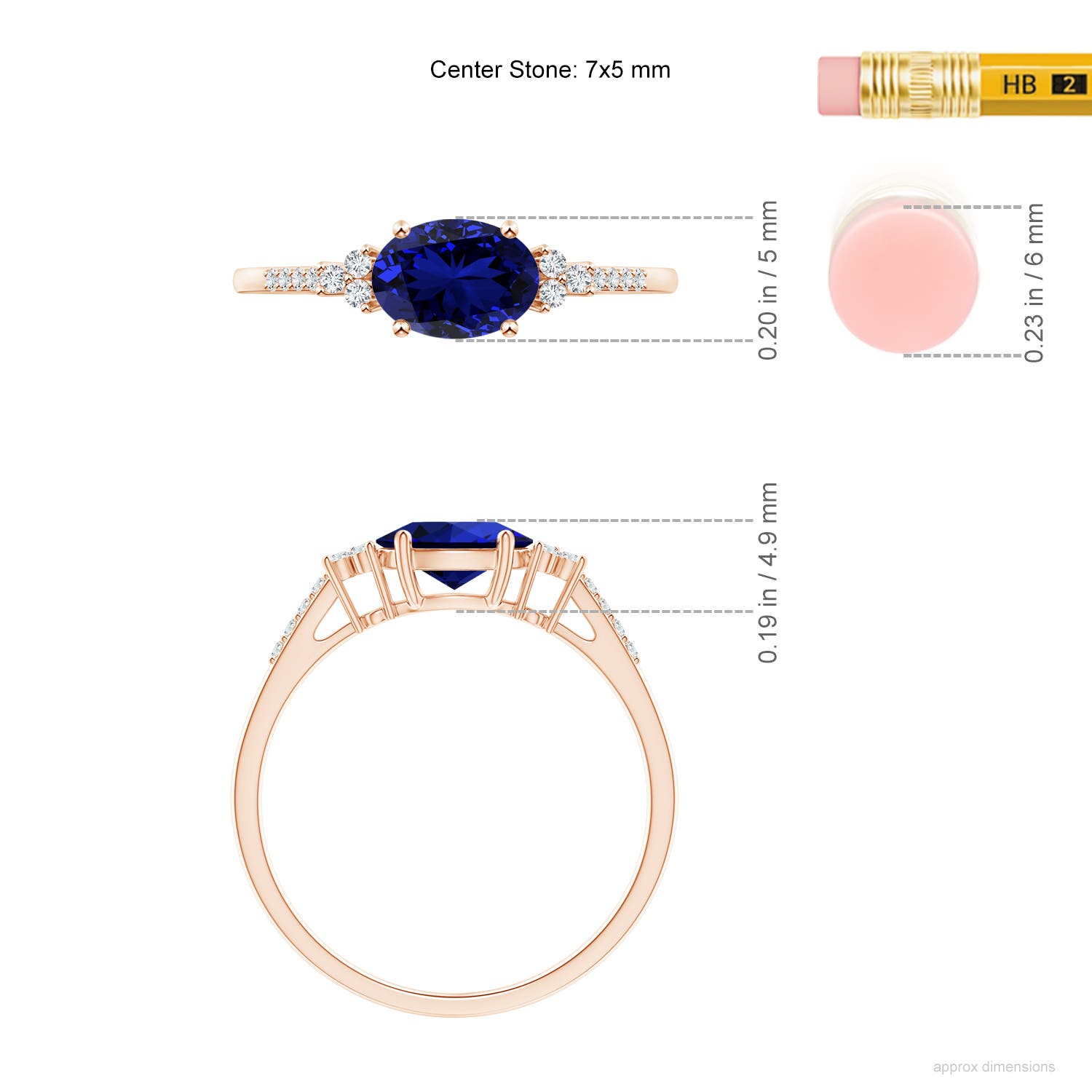 Premium - Lab-Grown Blue Sapphire / 0.94 CT / 14 KT Rose Gold