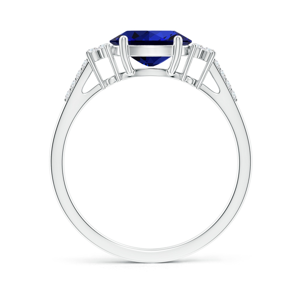 8x6mm Labgrown Lab-Grown Horizontally Set Oval Sapphire Solitaire Ring with Trio Diamond Accents in White Gold Side 199