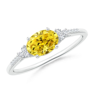 7x5mm Labgrown Horizontally Set Oval Lab-Grown Fancy Intense Yellow Diamond Ring in P950 Platinum