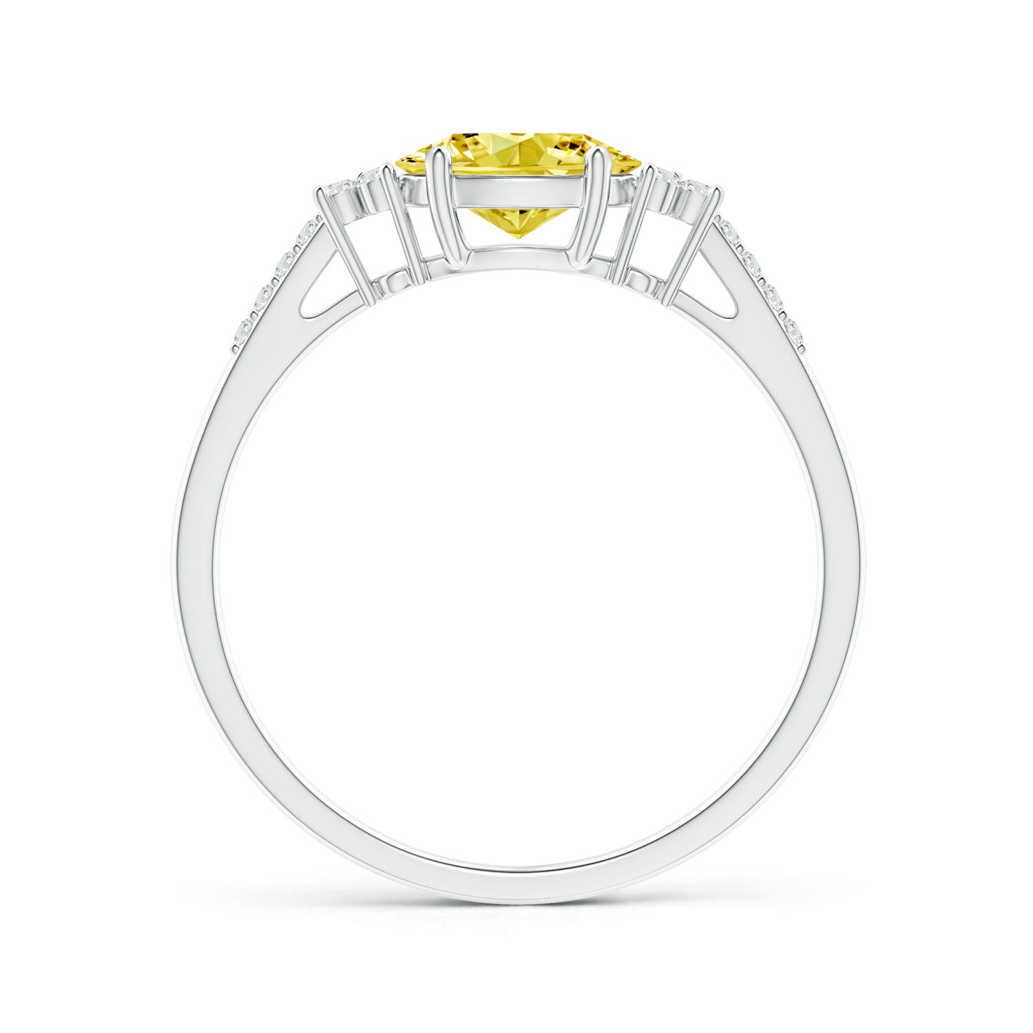 7x5mm Labgrown Horizontally Set Oval Lab-Grown Fancy Intense Yellow Diamond Ring in P950 Platinum