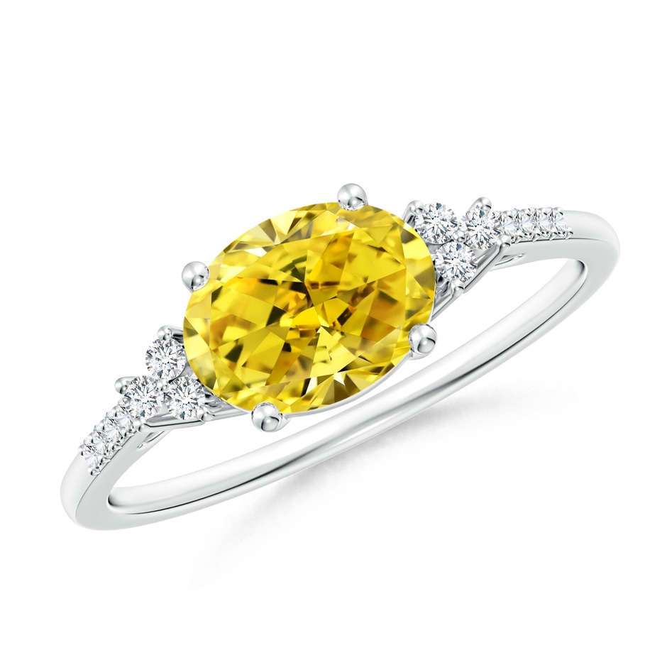 8x6mm Labgrown Horizontally Set Oval Lab-Grown Fancy Intense Yellow Diamond Ring in P950 Platinum 