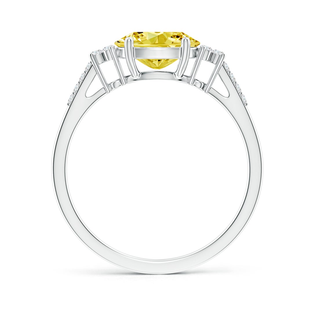 8x6mm Labgrown Horizontally Set Oval Lab-Grown Fancy Intense Yellow Diamond Ring in White Gold - side 2