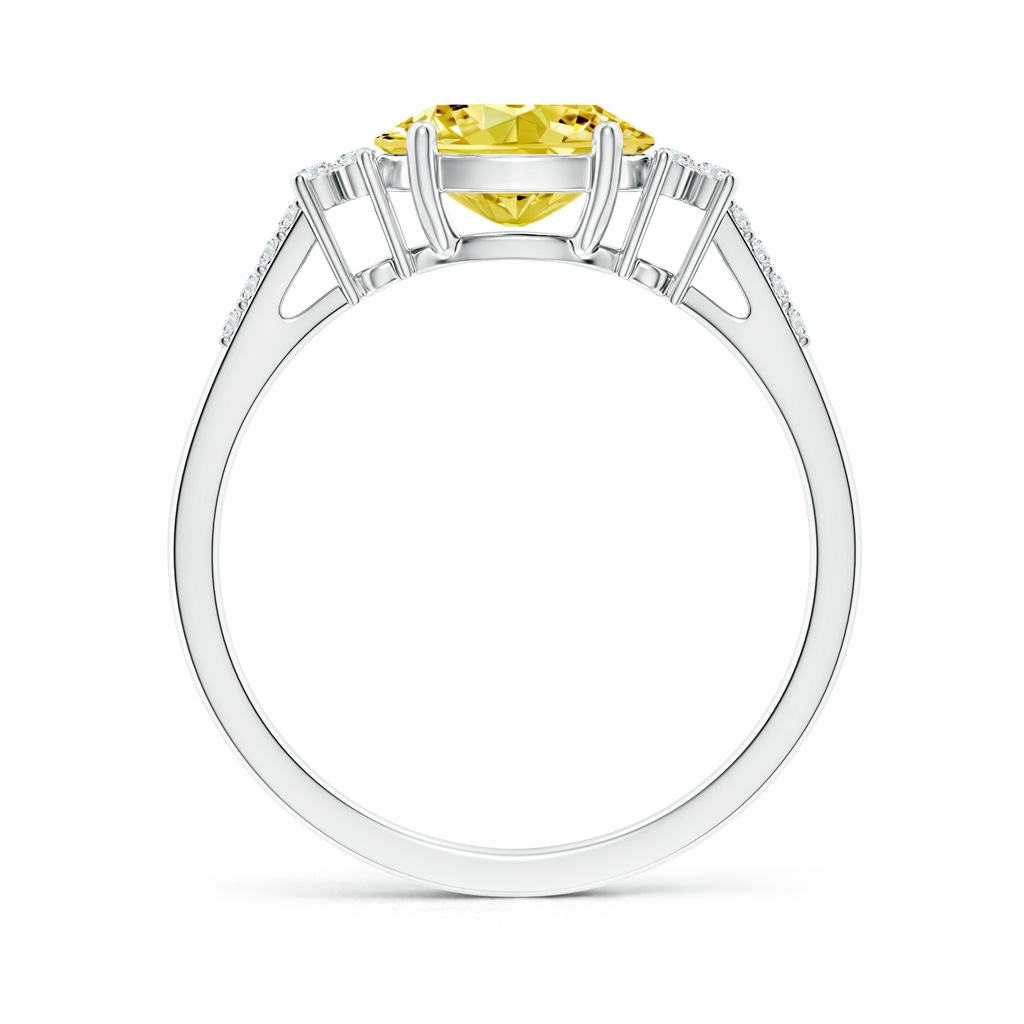 8x6mm Labgrown Horizontally Set Oval Lab-Grown Fancy Intense Yellow Diamond Ring in White Gold - side 199