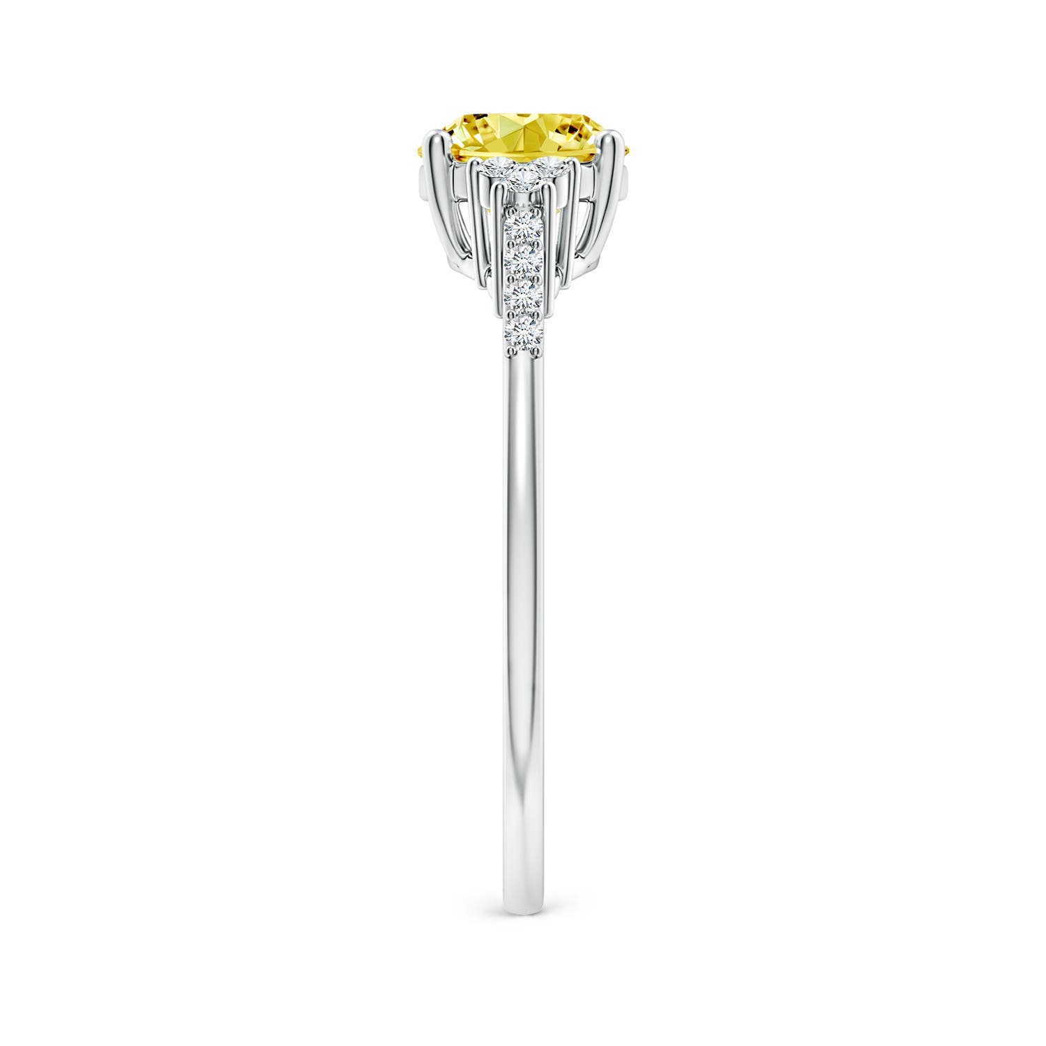 8x6mm Labgrown Horizontally Set Oval Lab-Grown Fancy Intense Yellow Diamond Ring in White Gold - side 3