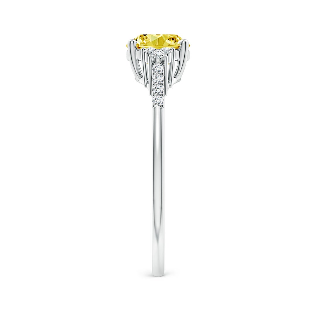 8x6mm Labgrown Horizontally Set Oval Lab-Grown Fancy Intense Yellow Diamond Ring in White Gold - side 3
