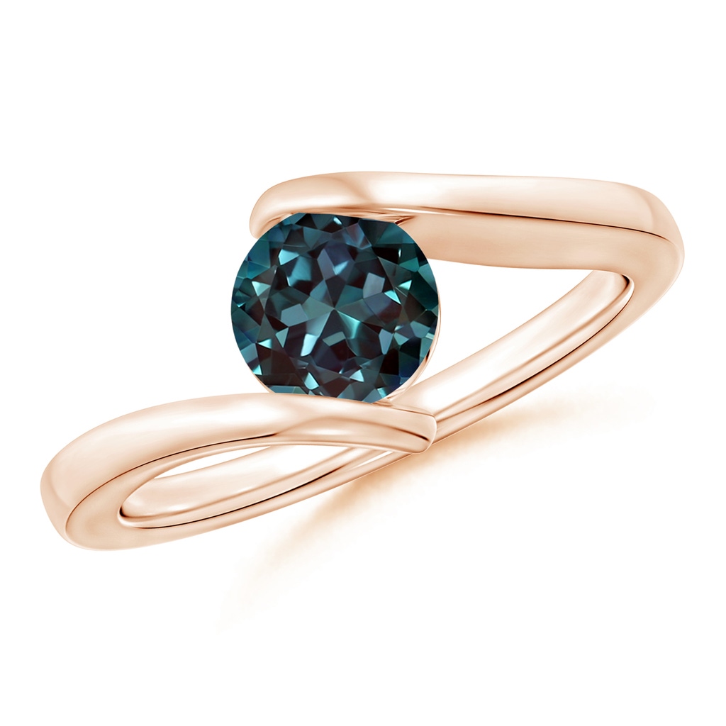 6mm Labgrown Bar-Set Solitaire Round Lab-Grown Alexandrite Bypass Ring in Rose Gold