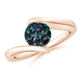 7mm Labgrown Bar-Set Solitaire Round Lab-Grown Alexandrite Bypass Ring in 18K Rose Gold