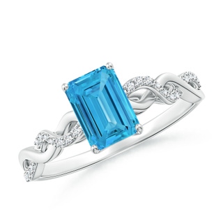 7x5mm Labgrown Emerald-Cut Solitaire Lab-Grown Fancy Intense Blue Diamond Infinity Twist Ring in P950 Platinum