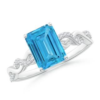 8x6mm Labgrown Emerald-Cut Solitaire Lab-Grown Fancy Intense Blue Diamond Infinity Twist Ring in P950 Platinum