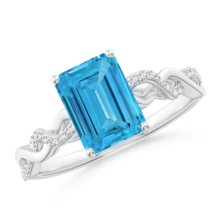 8x6mm Labgrown Emerald-Cut Solitaire Lab-Grown Fancy Intense Blue Diamond Infinity Twist Ring in White Gold 