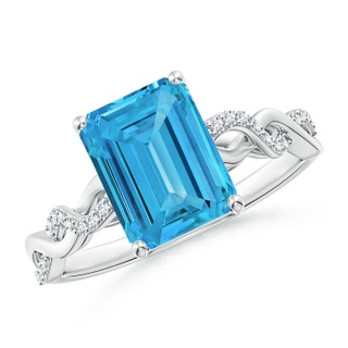 9x7mm Labgrown Emerald-Cut Solitaire Lab-Grown Fancy Intense Blue Diamond Infinity Twist Ring in P950 Platinum