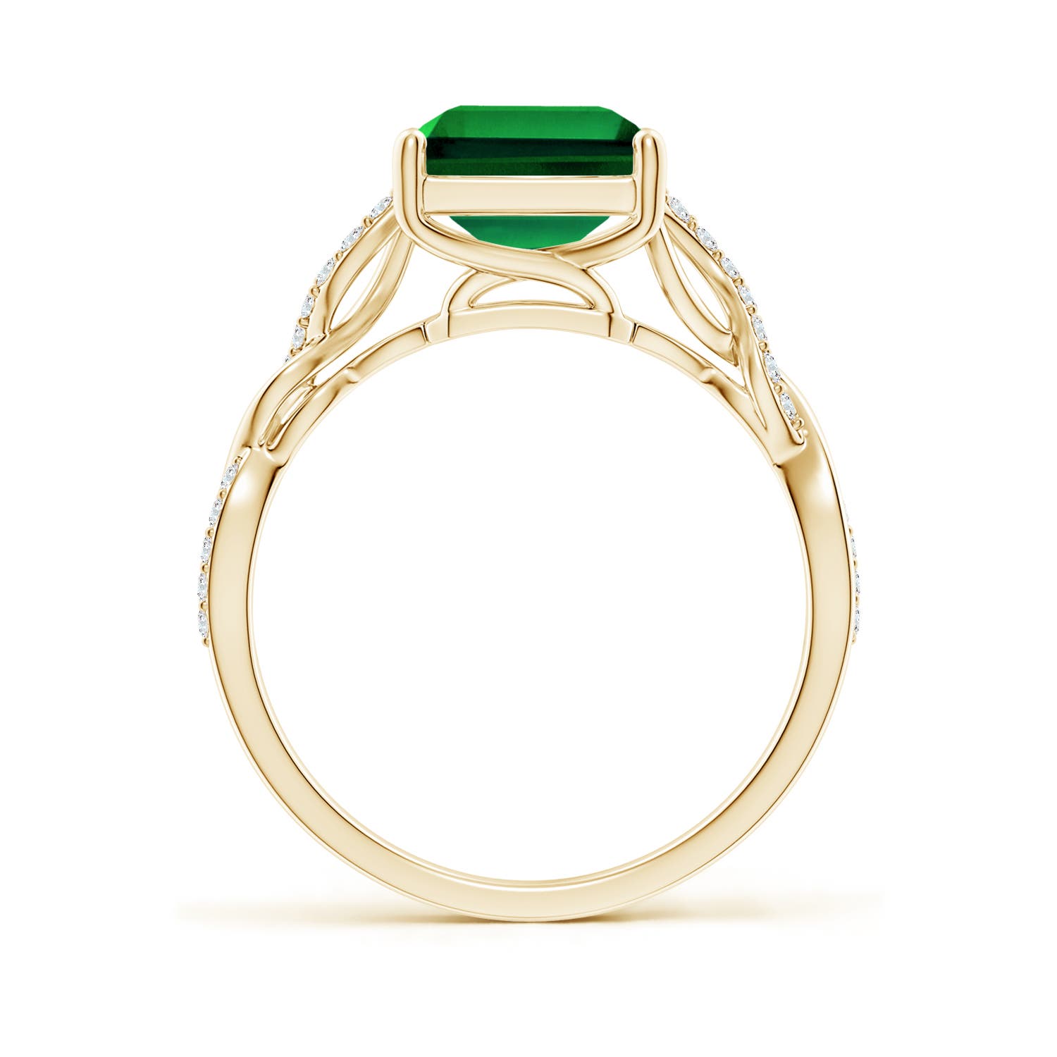 10x8mm Labgrown Lab-Grown Emerald-Cut Solitaire Emerald Infinity Twist Ring in 18K Yellow Gold