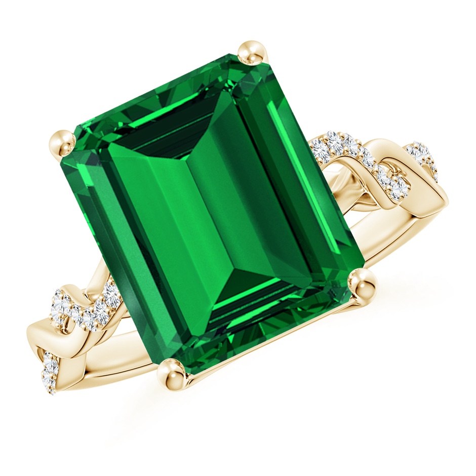 12x10mm Labgrown Lab-Grown Emerald-Cut Solitaire Emerald Infinity Twist Ring in 18K Yellow Gold 