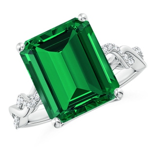 12x10mm Labgrown Lab-Grown Emerald-Cut Solitaire Emerald Infinity Twist Ring in P950 Platinum