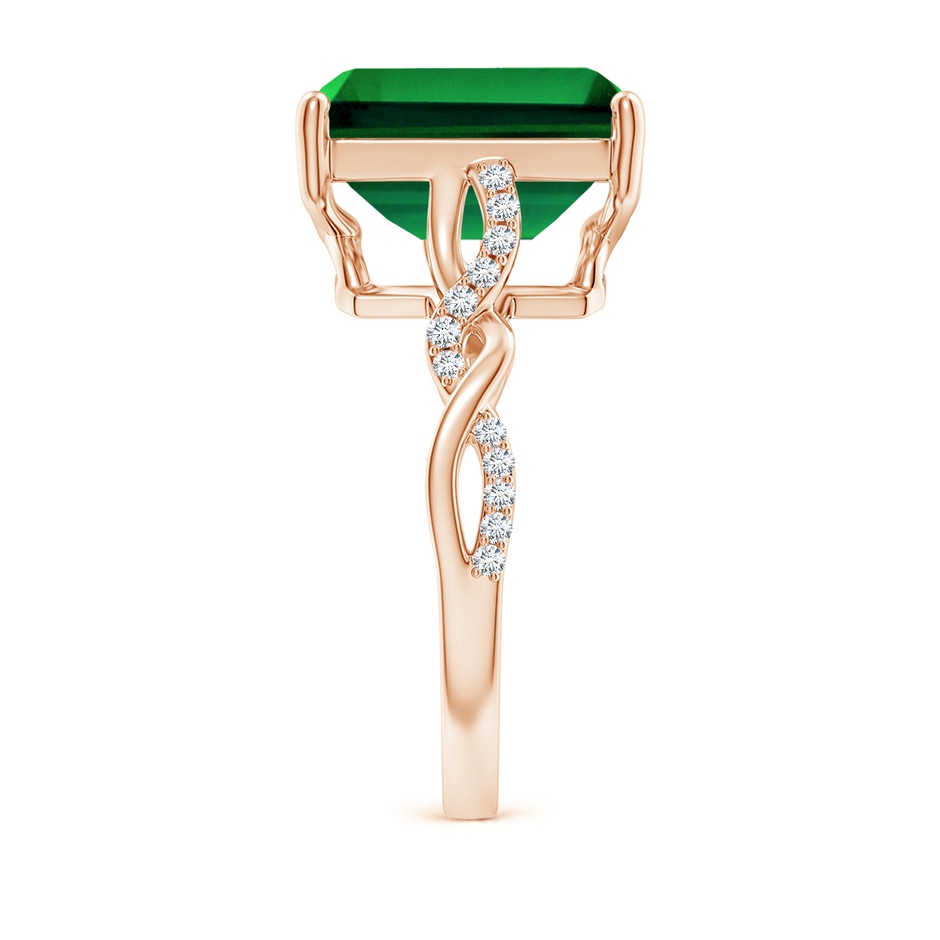 12x10mm Labgrown Lab-Grown Emerald-Cut Solitaire Emerald Infinity Twist Ring in Rose Gold side 299