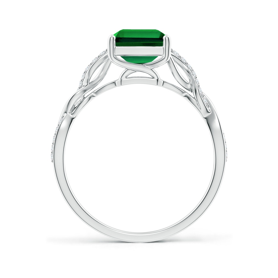 9x7mm Labgrown Lab-Grown Emerald-Cut Solitaire Emerald Infinity Twist Ring in P950 Platinum side 199