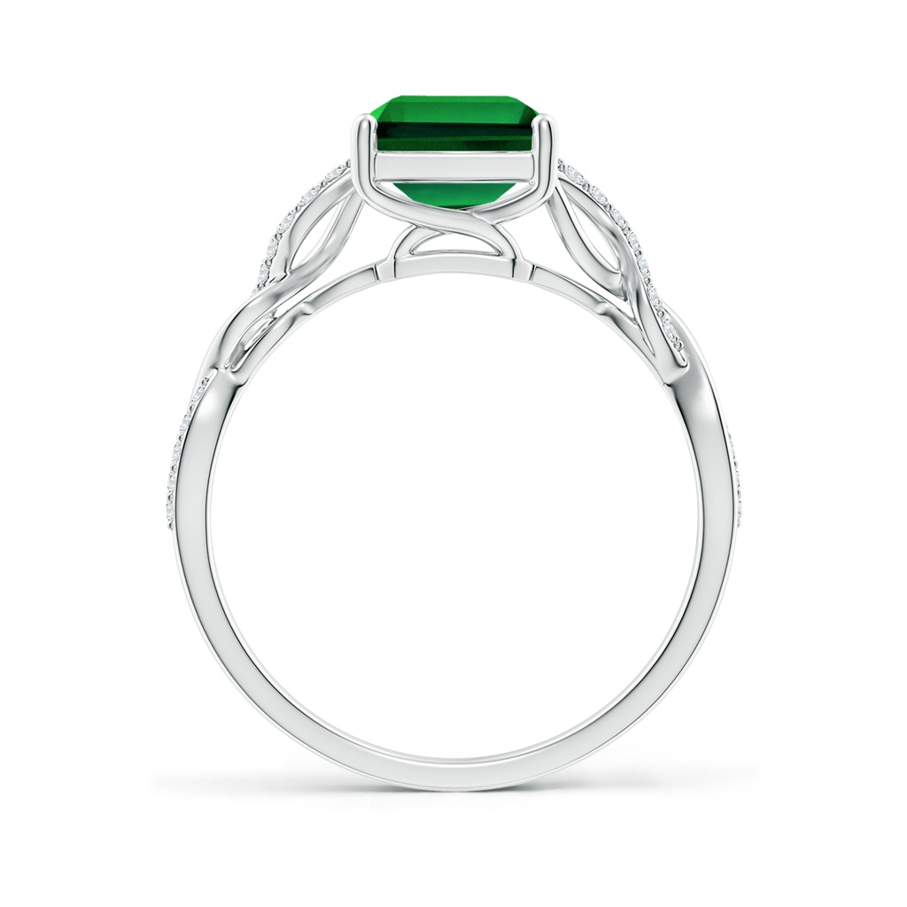 9x7mm Labgrown Lab-Grown Emerald-Cut Solitaire Emerald Infinity Twist Ring in White Gold Side 199