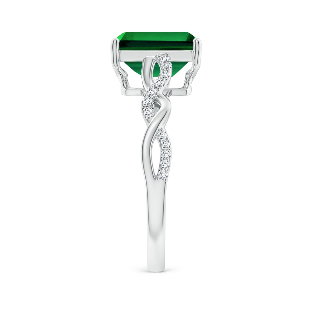 9x7mm Labgrown Lab-Grown Emerald-Cut Solitaire Emerald Infinity Twist Ring in White Gold Side 299