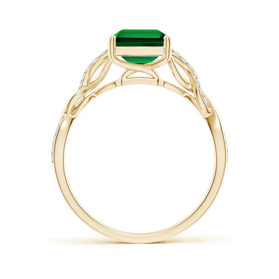 9x7mm Labgrown Lab-Grown Emerald-Cut Solitaire Emerald Infinity Twist Ring in Yellow Gold side 199