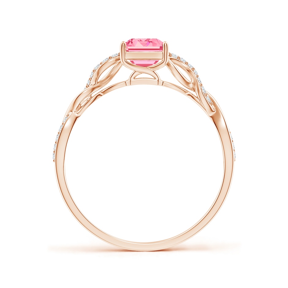 7x5mm Labgrown Emerald-Cut Solitaire Lab-Grown Fancy Intense Pink Diamond Infinity Twist Ring in Rose Gold side 199