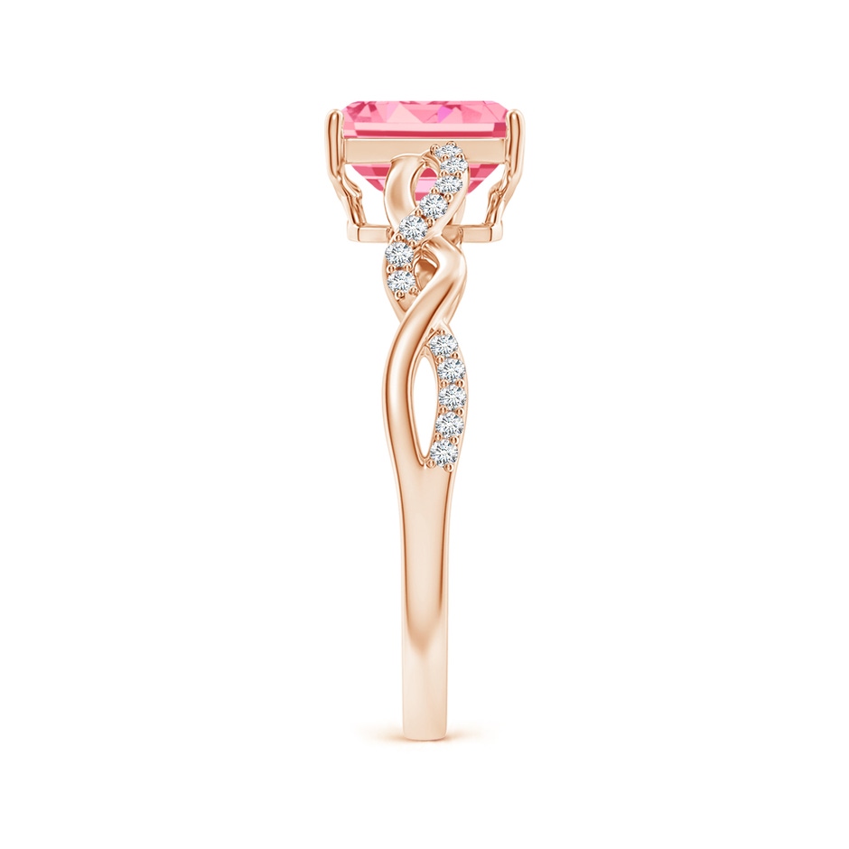 7x5mm Labgrown Emerald-Cut Solitaire Lab-Grown Fancy Intense Pink Diamond Infinity Twist Ring in Rose Gold side 299