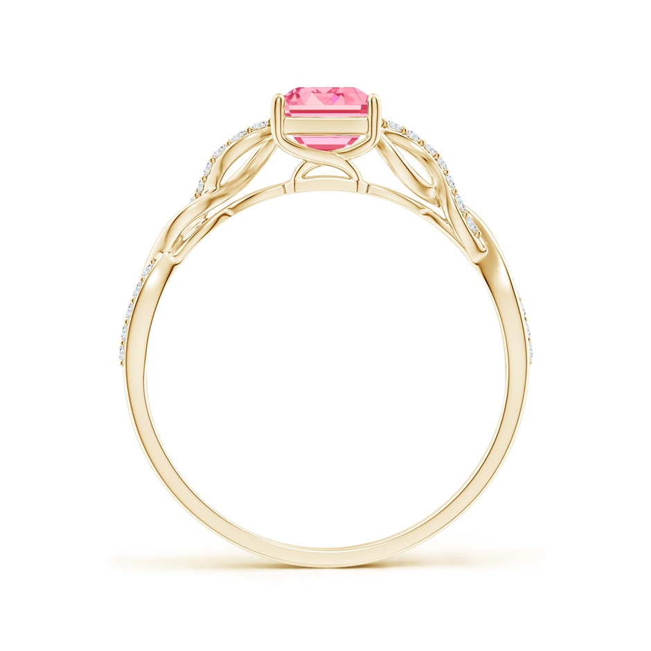 7x5mm Labgrown Emerald-Cut Solitaire Lab-Grown Fancy Intense Pink Diamond Infinity Twist Ring in Yellow Gold side 199