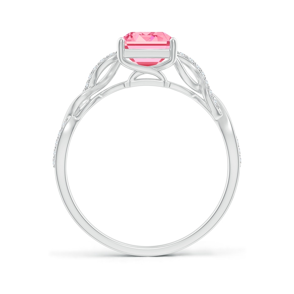 8x6mm Labgrown Emerald-Cut Solitaire Lab-Grown Fancy Intense Pink Diamond Infinity Twist Ring in White Gold side 199