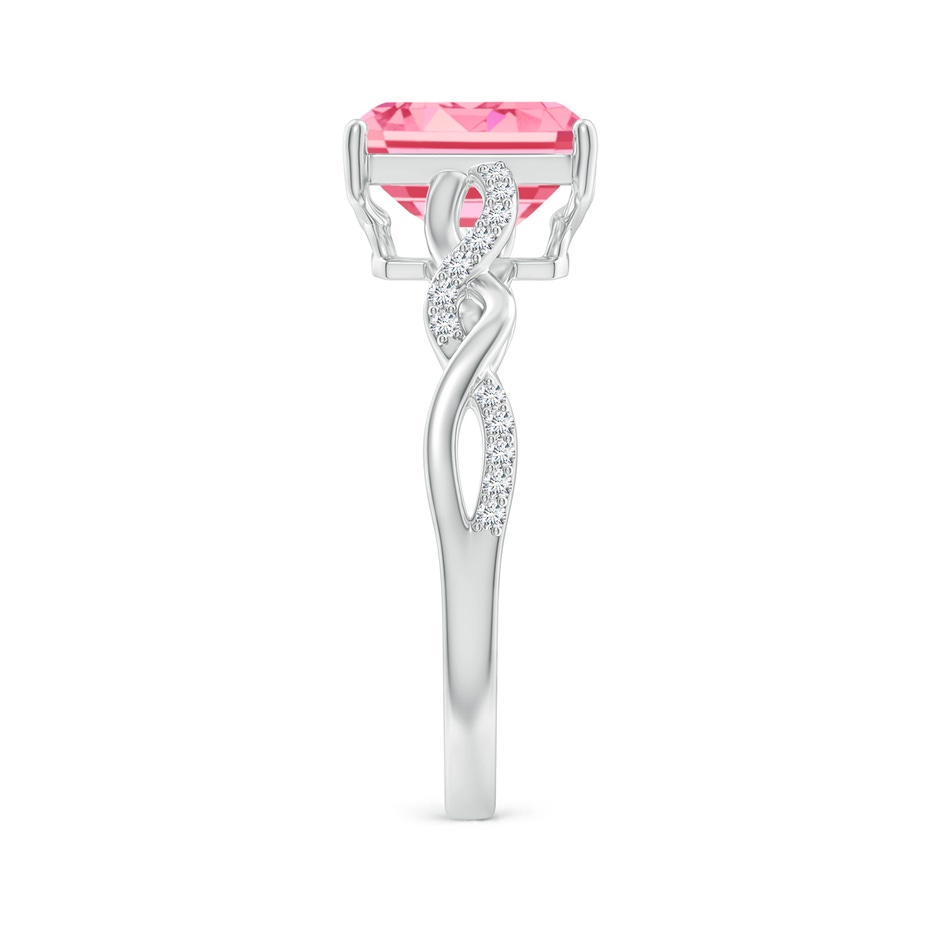 8x6mm Labgrown Emerald-Cut Solitaire Lab-Grown Fancy Intense Pink Diamond Infinity Twist Ring in White Gold side 299