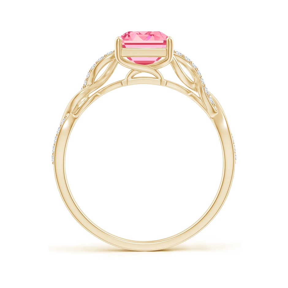 8x6mm Labgrown Emerald-Cut Solitaire Lab-Grown Fancy Intense Pink Diamond Infinity Twist Ring in Yellow Gold side 199