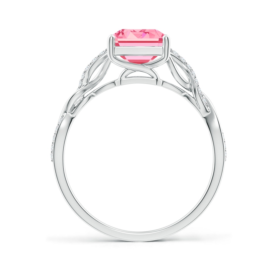 9x7mm Labgrown Emerald-Cut Solitaire Lab-Grown Fancy Intense Pink Diamond Infinity Twist Ring in P950 Platinum side 199