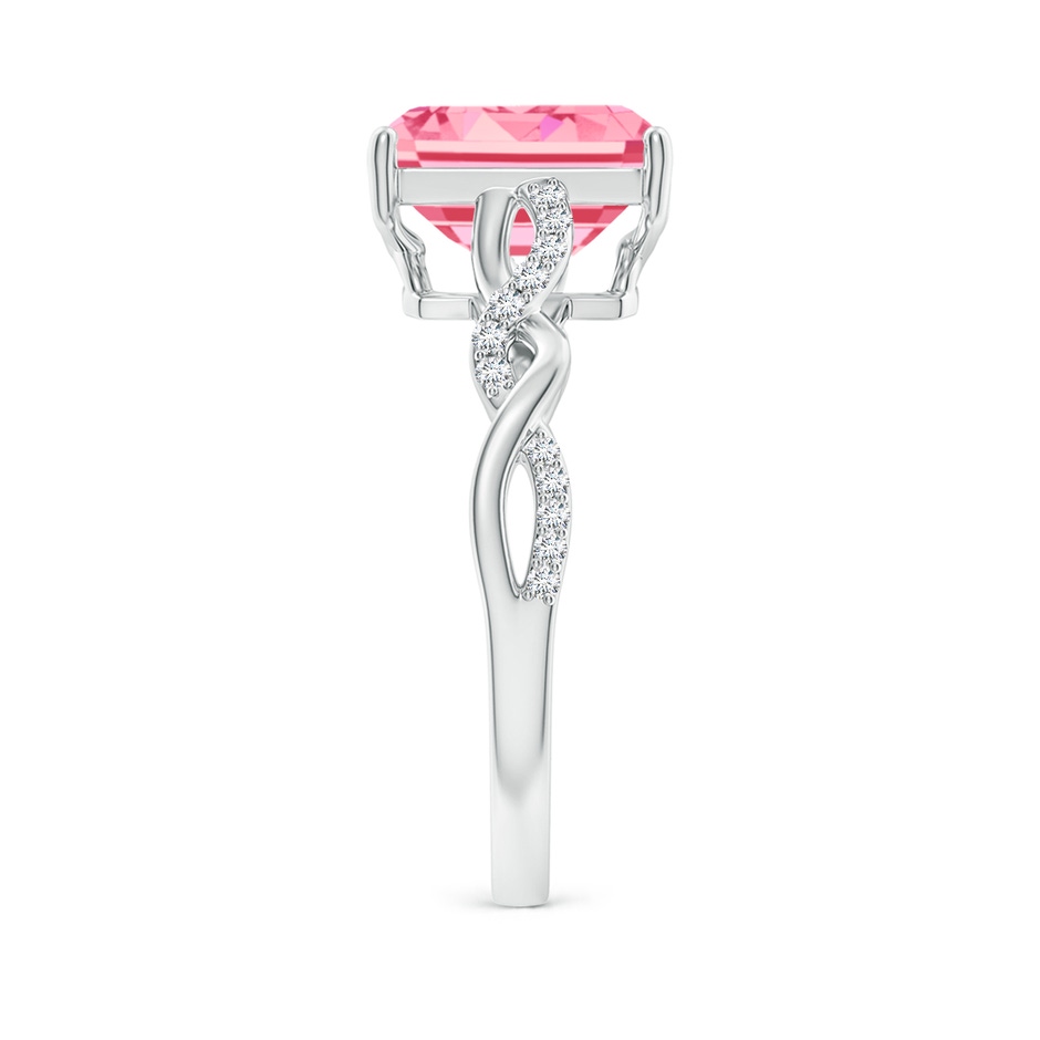 9x7mm Labgrown Emerald-Cut Solitaire Lab-Grown Fancy Intense Pink Diamond Infinity Twist Ring in S999 Silver side 299